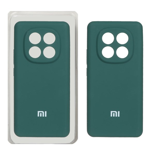 قاب سیلیکونی پاک کنی محافظ لنزدار اورجینال Xiaomi Redmi Note 14 Pro Plus 5G - سبز تیره (پک اصلی)